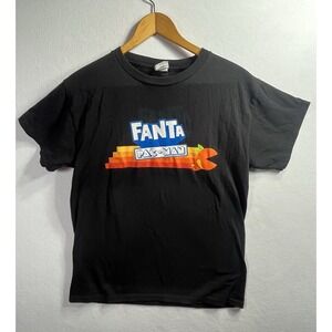 Rare Fanta X Pac-Man Collaboration Shirt Retro Graphic Black S Hanes